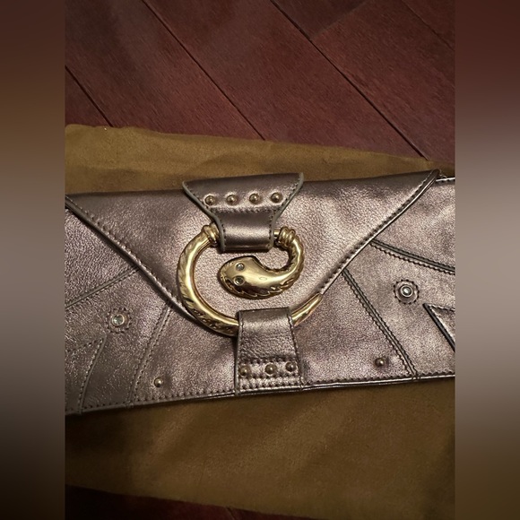 BEBE snake copper metallic brown clutch handbag purse - Picture 5 of 8